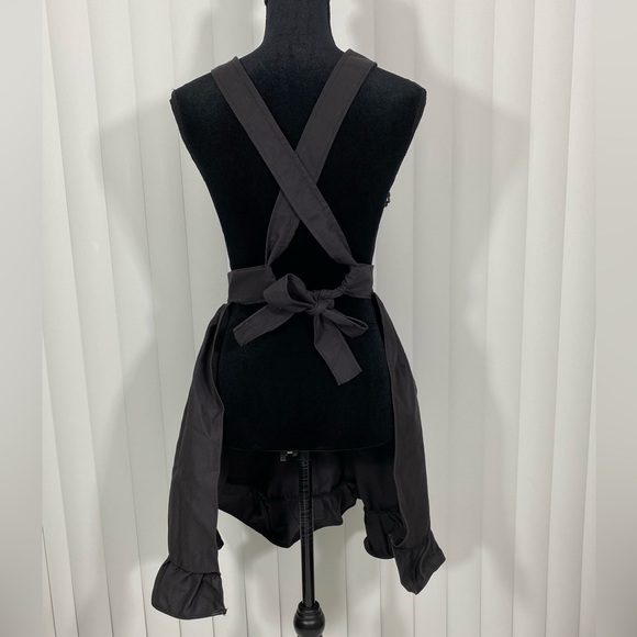 💔SOLD💔BERTHAUX Fix Me Netted Heart Apron Dress Ruffle Skirt Tie Waist Black Pink - Picture 8 of 12